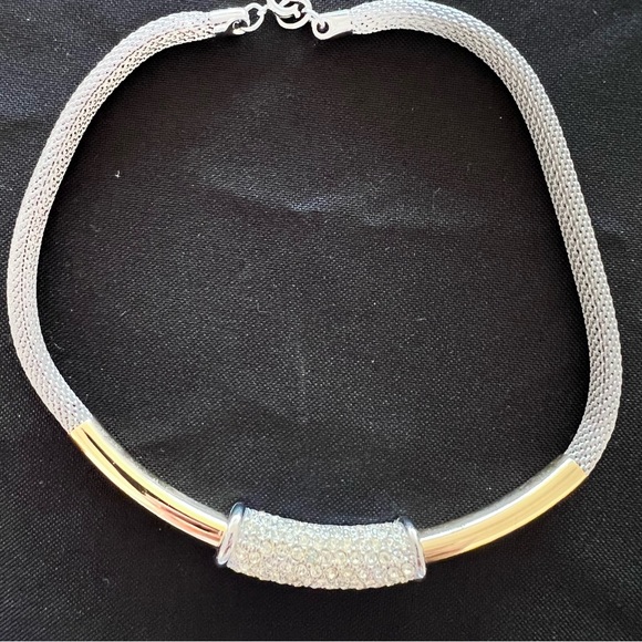 Vintage Napier Slide Bling Pendant Signed On Mesh Chain choker - Picture 4 of 7